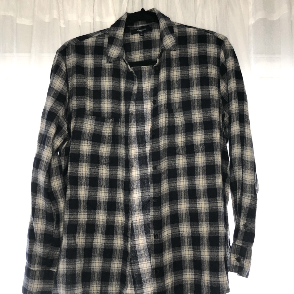 Madewell Navy & Tan Boyfriend / Oversized Flannel
